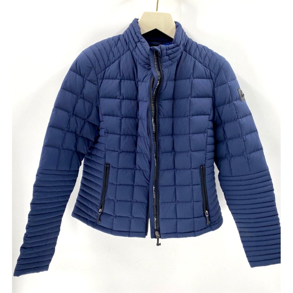 Moose Knuckles Rosemount Navy Blue Quilted Down Jacket Sport Coat Full Zip Sz L